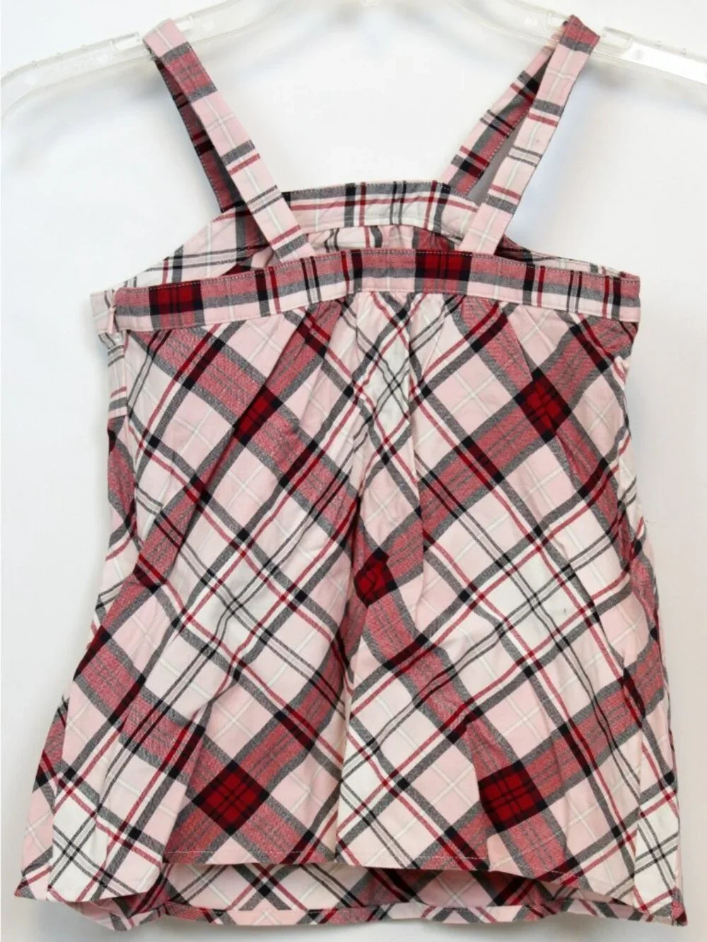 2007 Gymboree School Girls Rock Y2K Pink Plaid Tank Top sz 12 Baby Doll Empire